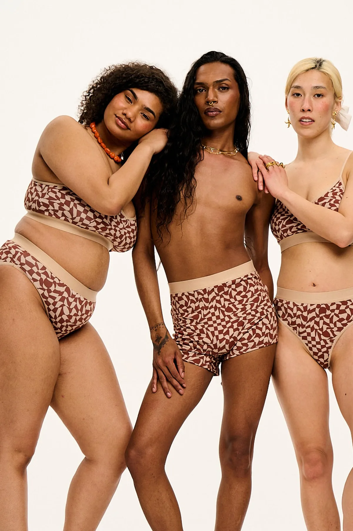 Lucy & Yak Ruby - Crop Top Cotton & Bamboo Bralette in Amara Grid Print