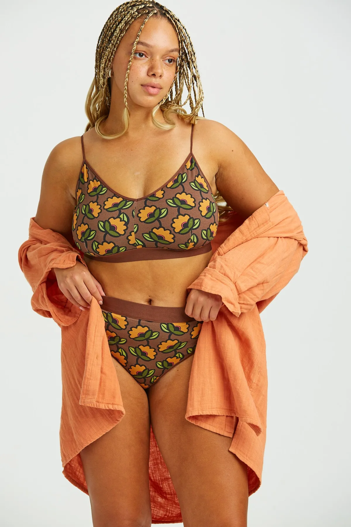 Lucy & Yak Ruby - Crop Top Cotton & Bamboo Bralette in Monica Print