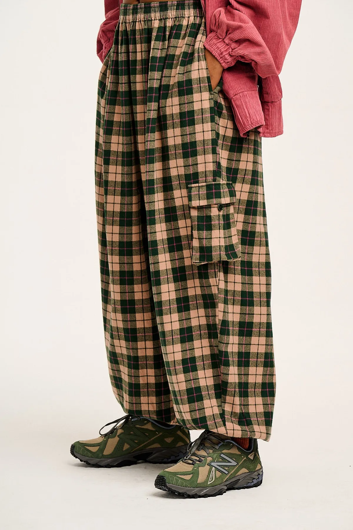 Lucy & Yak Rumi - Cargo Brushed Cotton Trousers in Annie Tartan Print