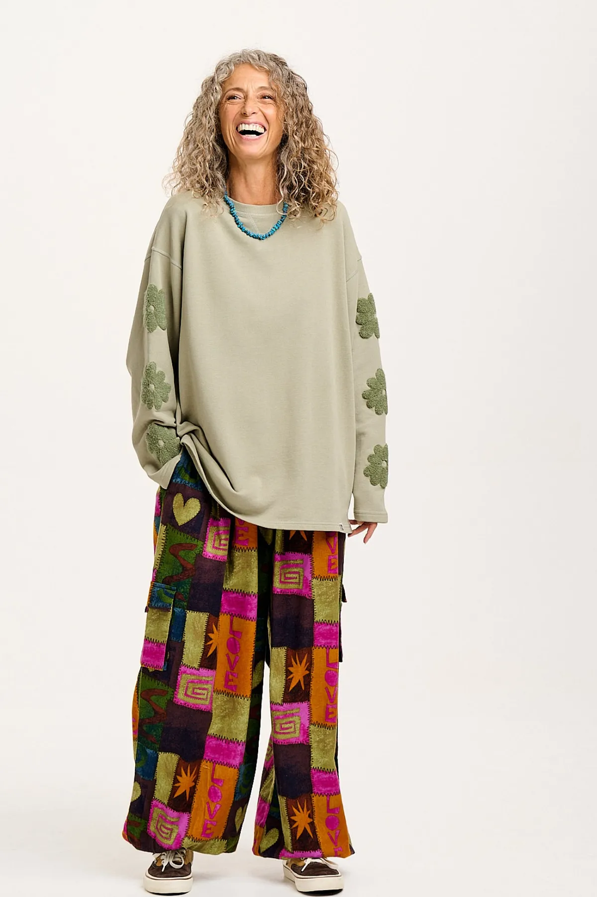 Lucy & Yak Rumi - Cargo Brushed Cotton Trousers in Courtney Patchwork Print