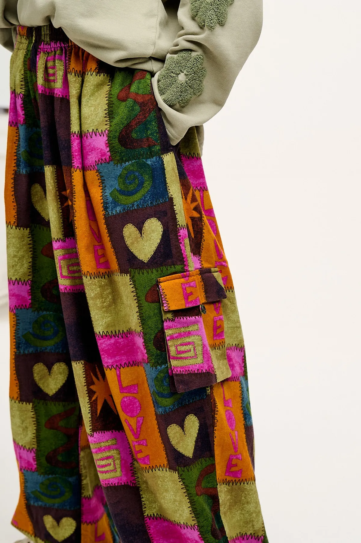Lucy & Yak Rumi - Cargo Brushed Cotton Trousers in Courtney Patchwork Print