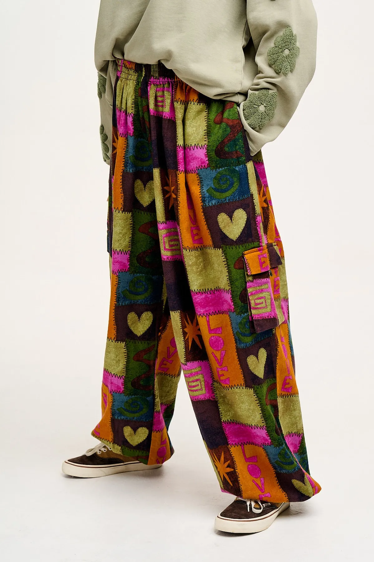 Lucy & Yak Rumi - Cargo Brushed Cotton Trousers in Courtney Patchwork Print
