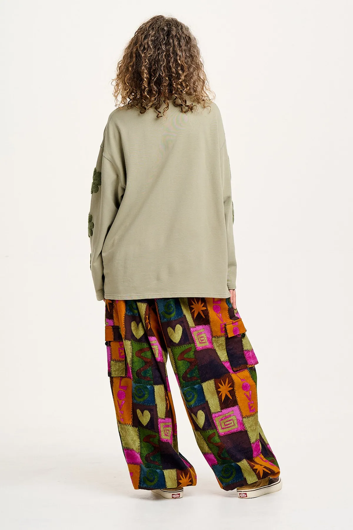 Lucy & Yak Rumi - Cargo Brushed Cotton Trousers in Courtney Patchwork Print