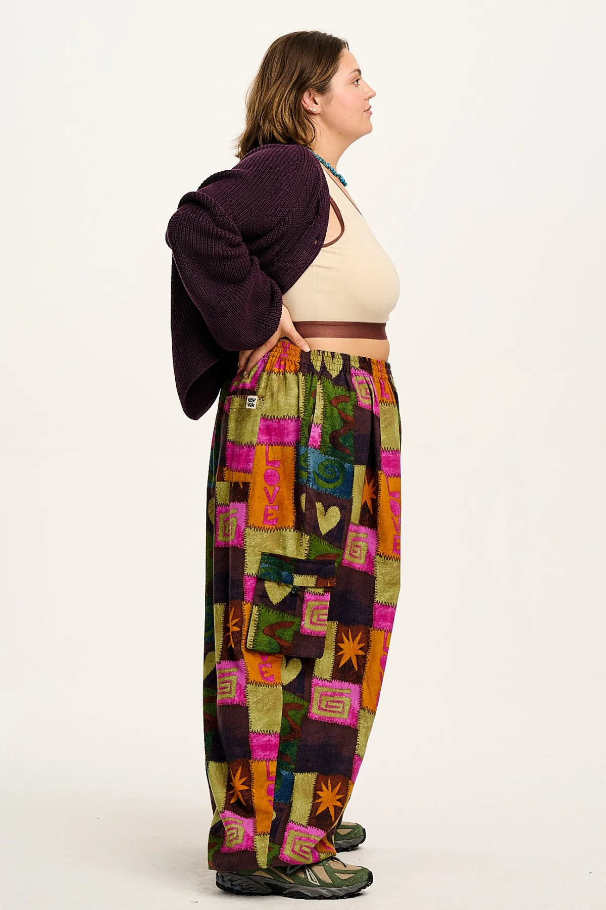 Lucy & Yak Rumi - Cargo Brushed Cotton Trousers in Courtney Patchwork Print