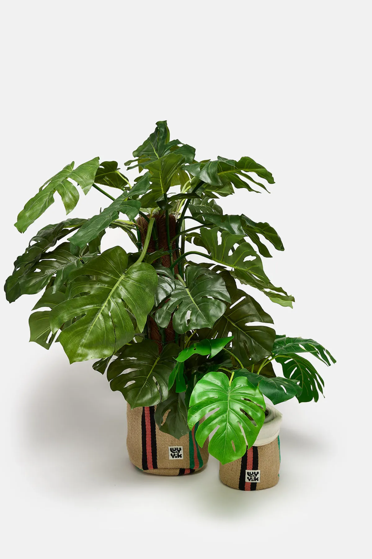 Lucy & Yak Runa - Plant Pot Cover in Natural, Pink, Green Stripe (2 Pack)