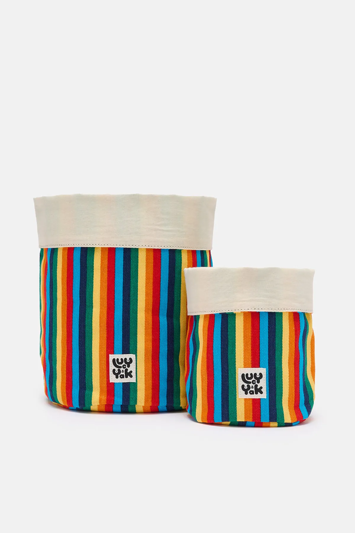 Lucy & Yak Runa - Plant Pot Covers in Rainbow Stripe Print (2 Pack)