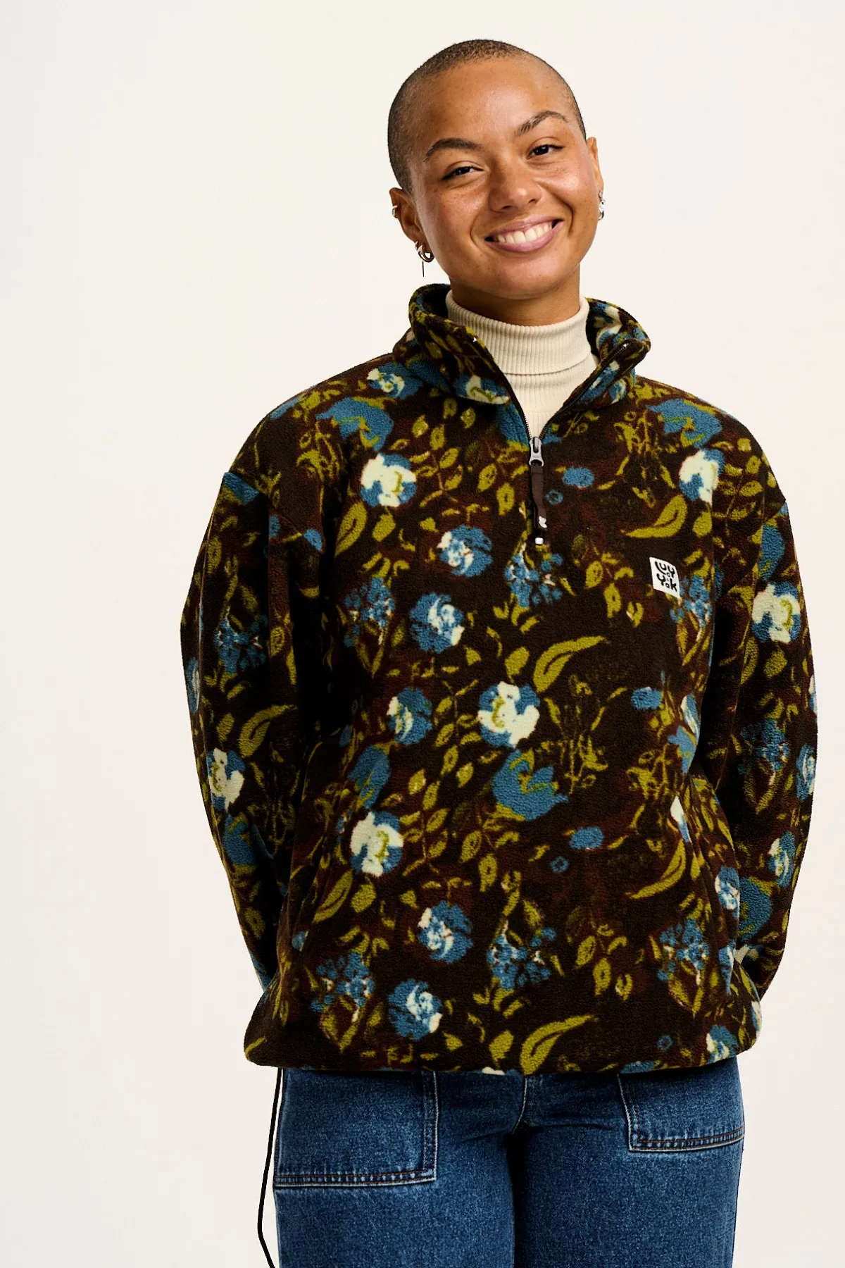 Lucy & Yak Stevie - Polar Fleece in Oak Brown Ingrid Floral Print