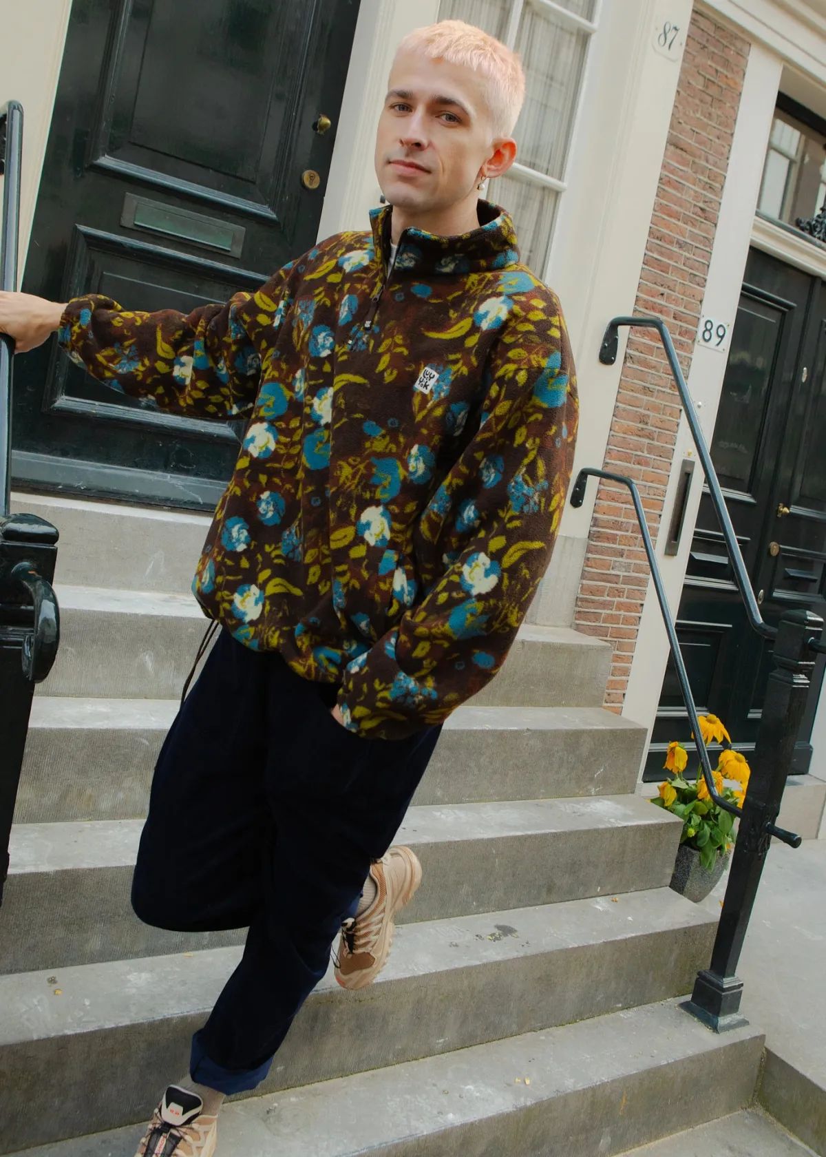 Lucy & Yak Stevie - Polar Fleece in Oak Brown Ingrid Floral Print