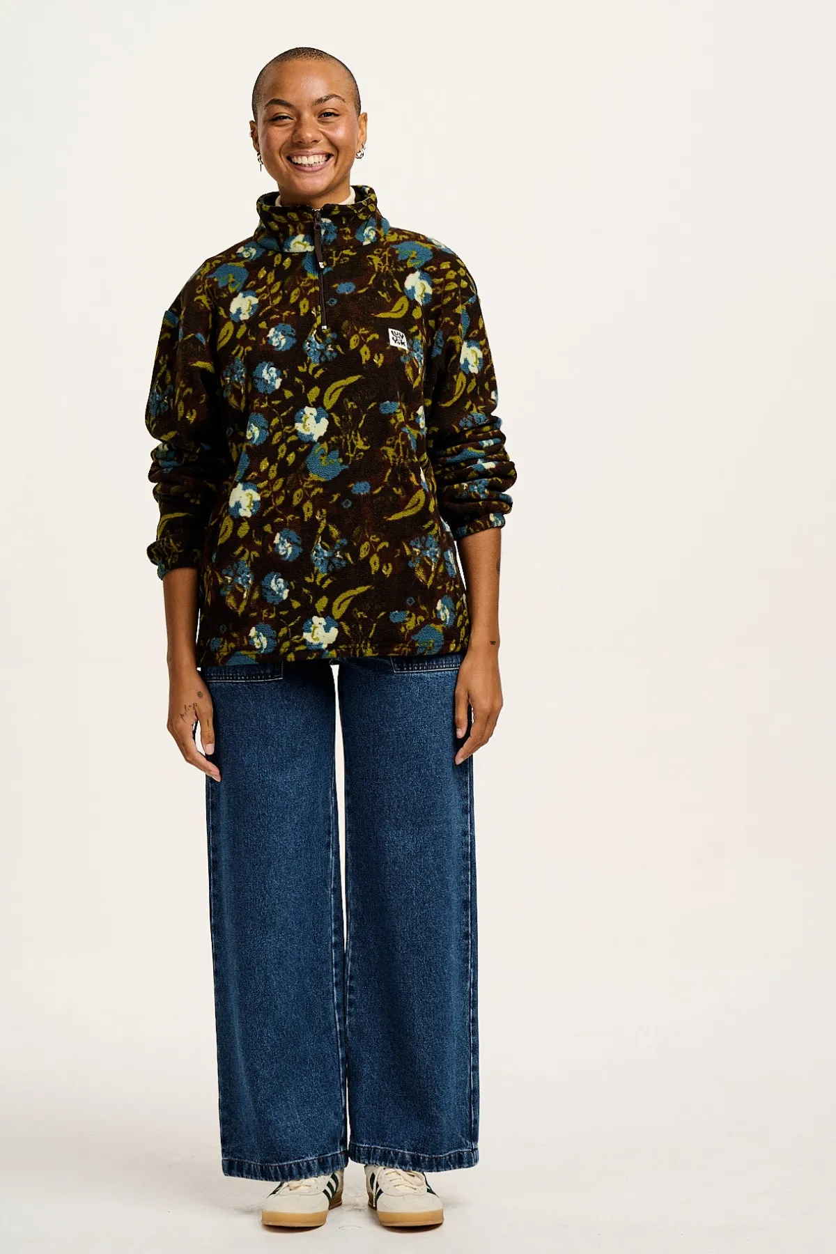 Lucy & Yak Stevie - Polar Fleece in Oak Brown Ingrid Floral Print