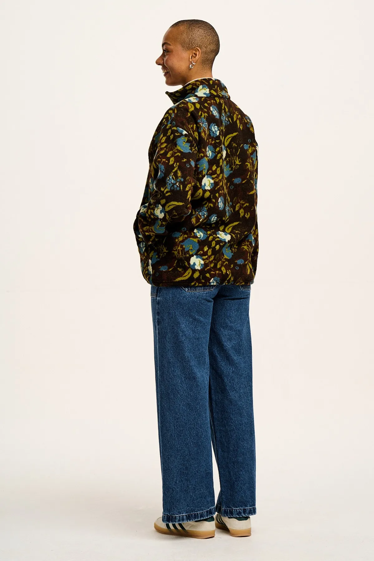 Lucy & Yak Stevie - Polar Fleece in Oak Brown Ingrid Floral Print