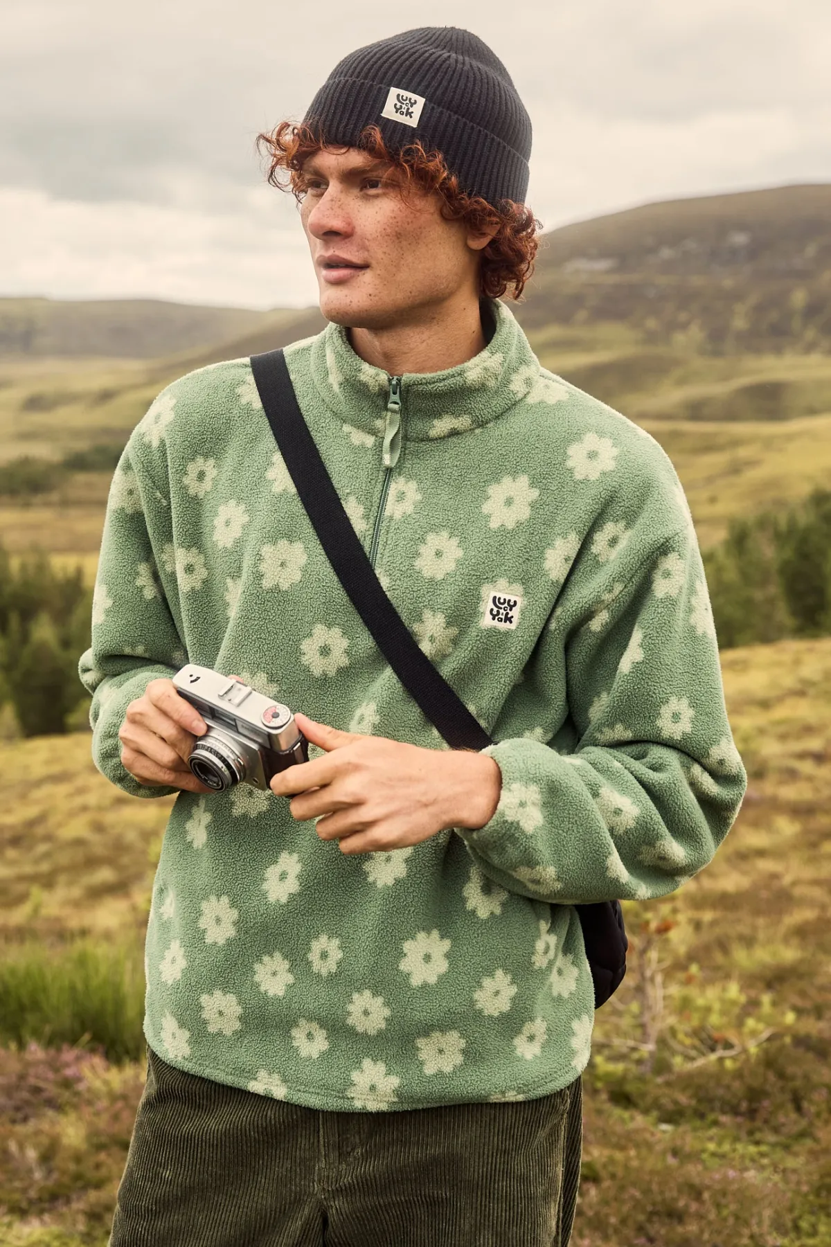 Lucy & Yak Stevie - Soft Polar Fleece in Green Delano Floral Print