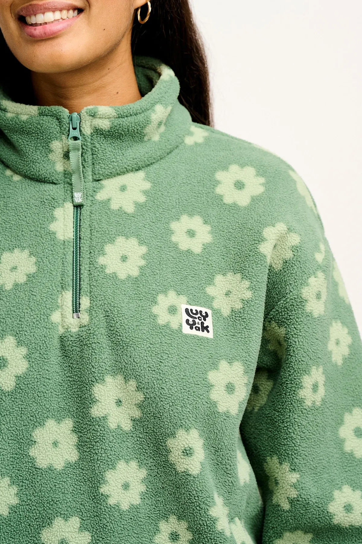 Lucy & Yak Stevie - Soft Polar Fleece in Green Delano Floral Print
