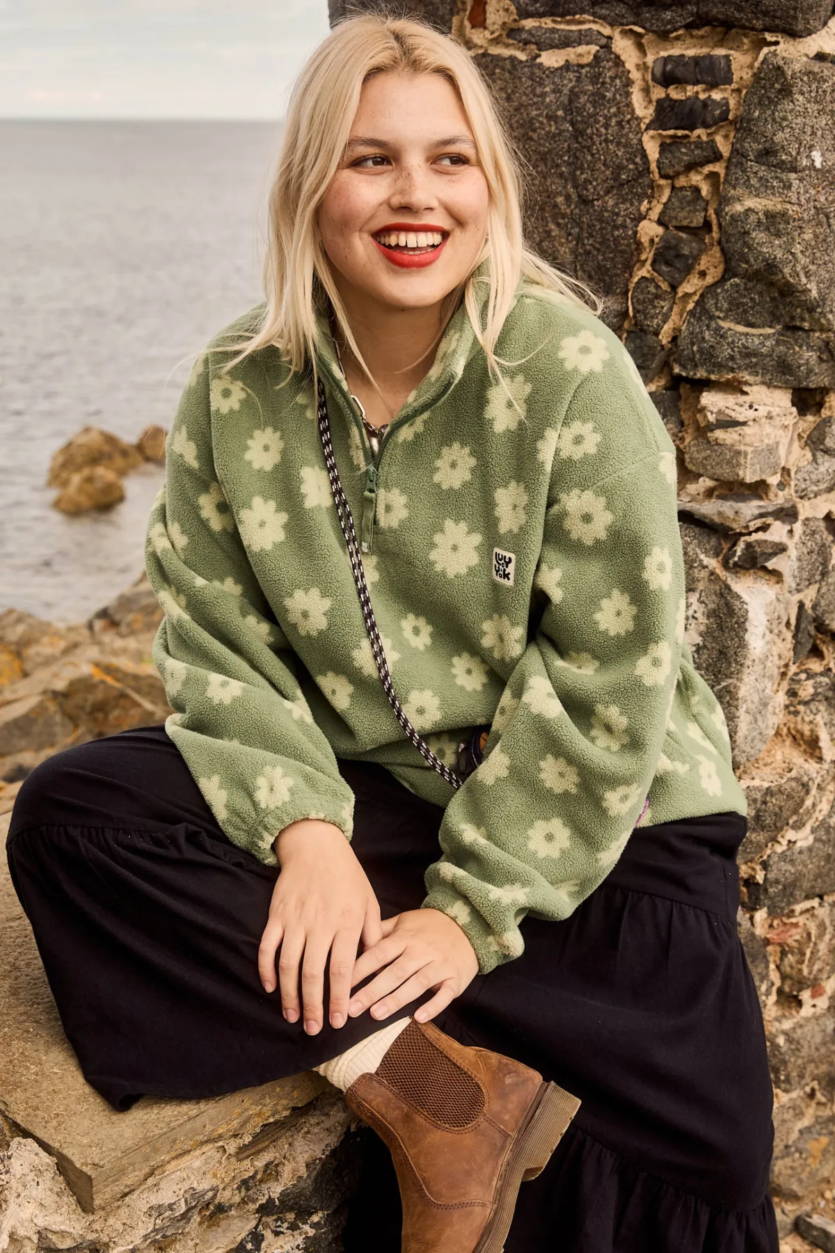 Lucy & Yak Stevie - Soft Polar Fleece in Green Delano Floral Print