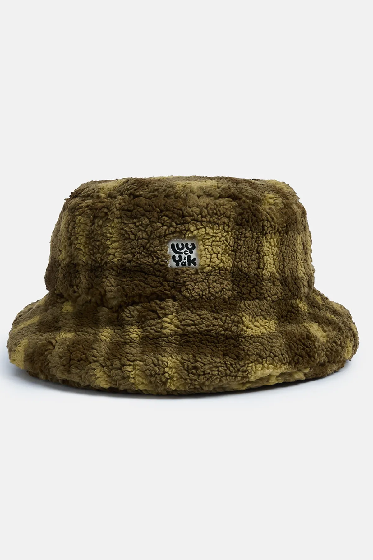 Lucy & Yak Travis - Borg Fleece Bucket Hat in Brown Cher Check Print