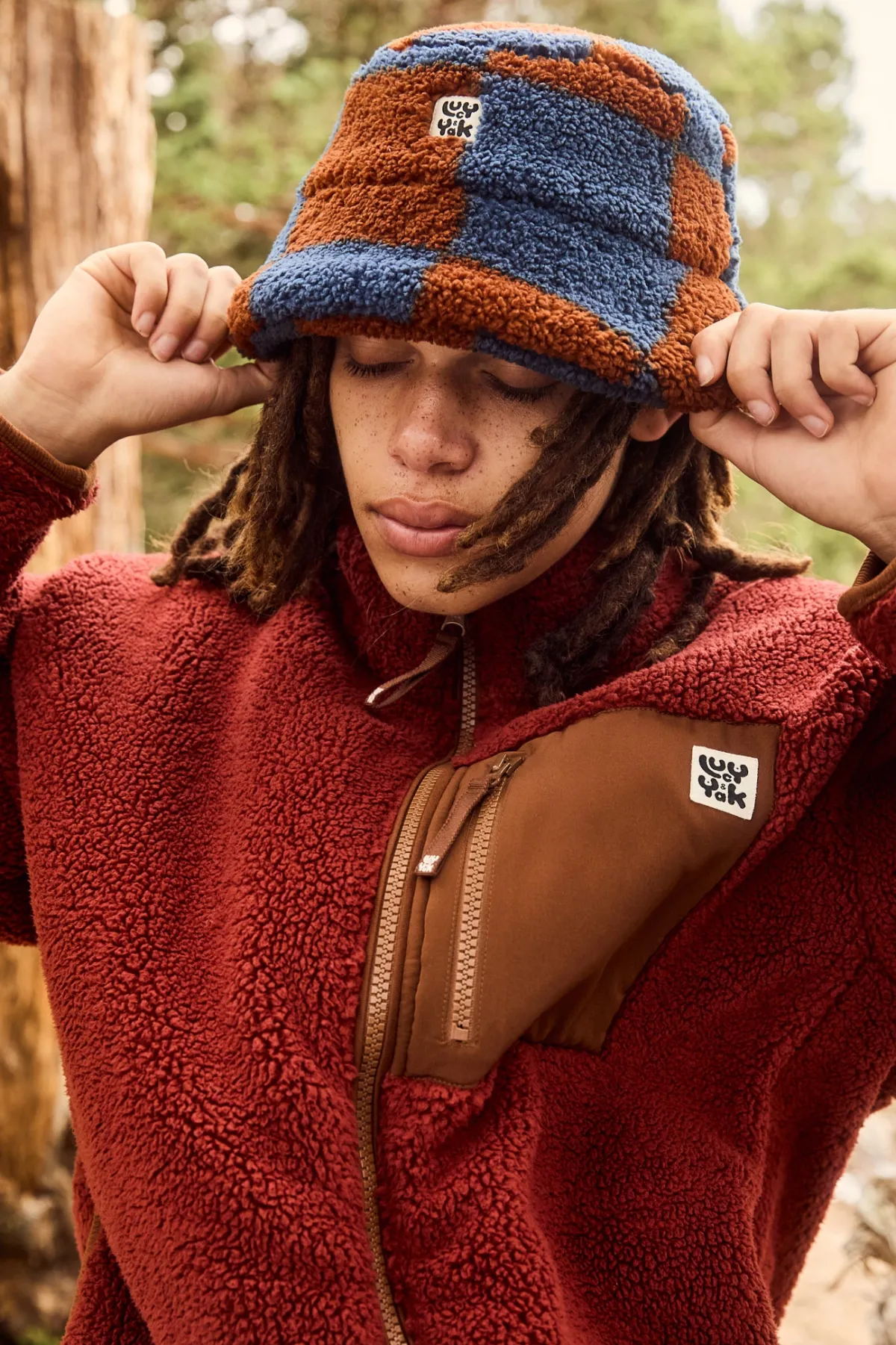 Lucy & Yak Travis - Borg Fleece Bucket Hat in Chester Check Print