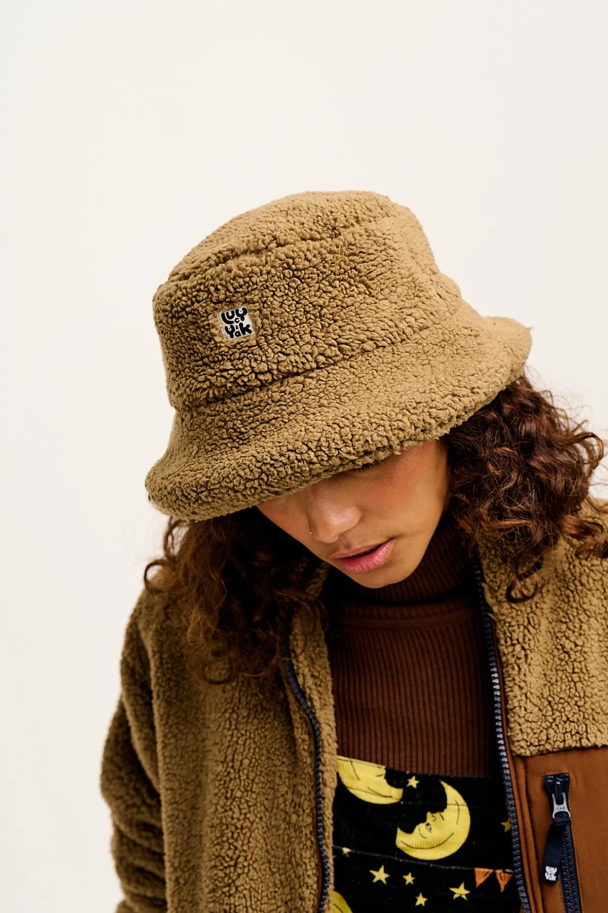 Lucy & Yak Travis - Borg Fleece Bucket Hat in Cocoa